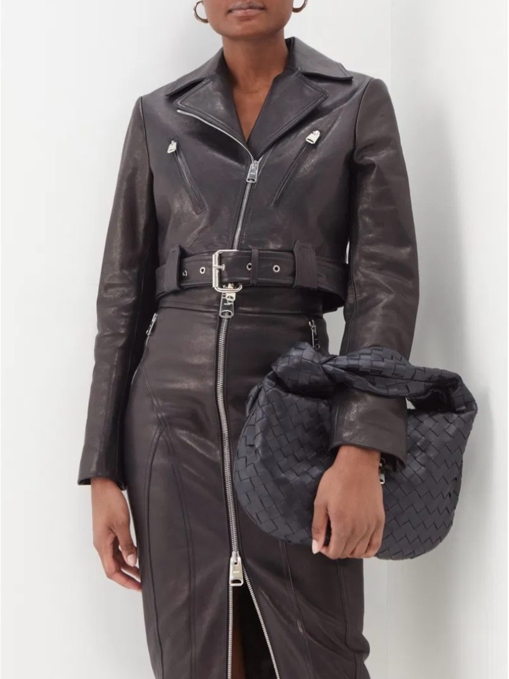 KHAITE Nuellen Black Leather Biker Moto Jacket - Classic Cropped Style